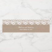 バーラップとレースの結婚ウォーターボトルラベル素朴 ペットボトルラベル (シングルラベル)