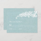 バーラップとレースの結婚式のRSVP応答 出欠カード (正面/裏面)