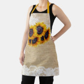 バーラップとレースひまわり花束素朴な国 エプロン (インサイチュ)