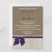 バーラップとレースパープル結婚ズ 招待状 (正面)