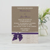 バーラップとレースパープル結婚ズ 招待状 (スタンド正面)