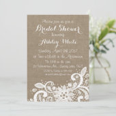 バーラップとレース付きブライダルシャワー招待 招待状 (スタンド正面)