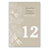 バーラップとレース素朴のテー結婚ブル番号カード テーブルナンバー (裏面)