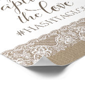 バーラップとレース素朴の結婚ブライダルシャワー標識 ポスター (角)