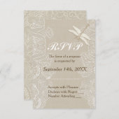 バーラップとレース素朴ウェディングRSVP 出欠カード (正面/裏面)