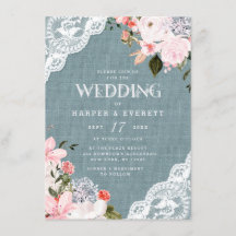 バーラップとレース素朴ダスティブルーフローラ結婚ズ