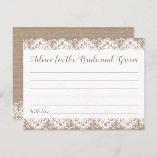 バーラップとレース結婚のアドバイスカー素朴ド ポストカード (正面/裏面)