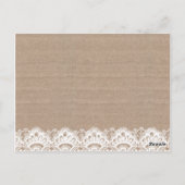 バーラップとレース結婚のアドバイスカー素朴ド ポストカード (裏面)