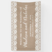 バーラップとレース結婚のバナーデコレーション素朴、 横断幕 (縦)