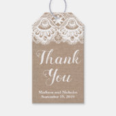 バーラップとレース結婚式の引き出物ギフトラベル素朴、 ギフトタグ (正面)