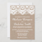 バーラップとレース結婚式招待状カー素朴ド 招待状 (正面)