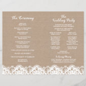 バーラップとレース結婚式 プログラムブックレット素朴、 チラシ (裏面)