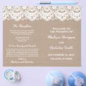 バーラップとレース結婚式 プログラムブックレット素朴、 チラシ (シングル)