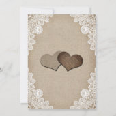 バーラップとレース食べドリンクとビー結婚したズの結婚飲み物 招待状 (裏面)