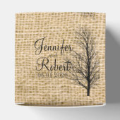 バーラップと樺の木ポー結婚式の引き出物ボックス フェイバーボックス (上部)