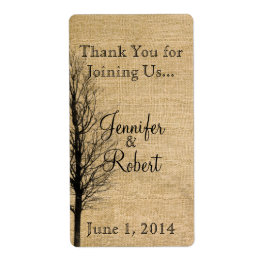 バーラップと樺の木ポ結婚シュのワインラベル ラベル