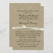 バーラップと素朴ホワイトボウリハーサルディナー 招待状 (正面/裏面)