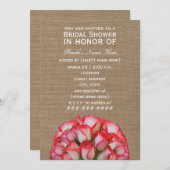 バーラップによってインスパイアピンクのバラのブライダルシャワーの招待 招待状 (正面/裏面)
