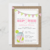 バーラップによってインスパイアピンクのレモネード及びライムの一口 + 見て下さい 招待状 (正面)