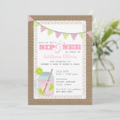 バーラップによってインスパイアピンクのレモネード及びライムの一口 + 見て下さい 招待状 (スタンド正面)