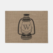 バーラップによってインスパイアモノグラムの油のランタンの玄関マット ドアマット (正面)