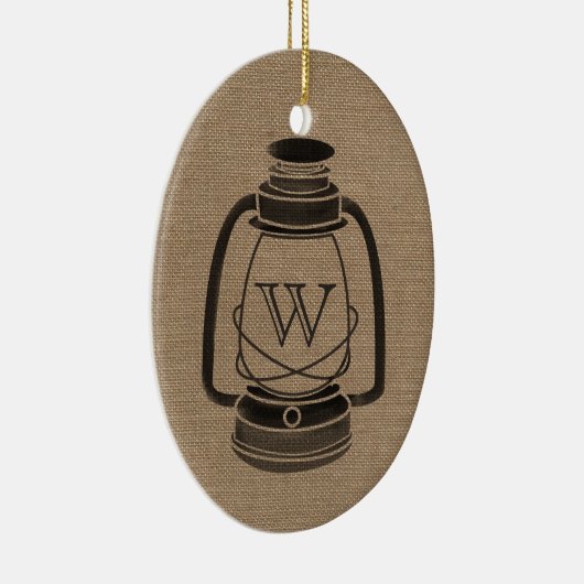 バーラップによってインスパイア油のランタンのモノグラムのオーナメント セラミックオーナメント (右)