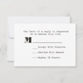 バーラップによってインスパイア油のランタンのモノグラムR.S.V.P. 出欠カード (裏面)