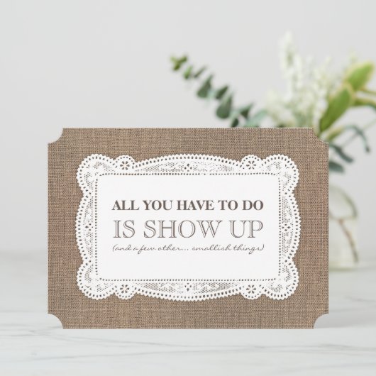 バーラップのおもしろいな新婦付添人/メイド・オブ・オーナー(花嫁付き添い人)の提案 招待状 (スタンド正面)