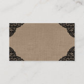 バーラップのウェブサイト素朴上の黒いレース結婚 エンクロージャーカード (裏面)