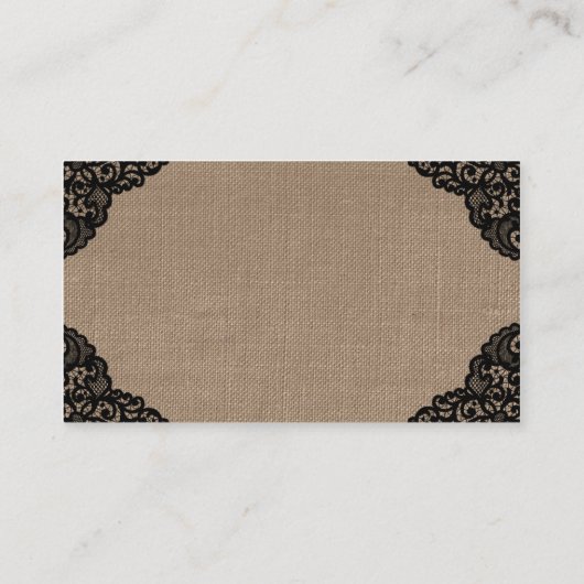 バーラップのウェブサイト素朴上の黒いレース結婚 エンクロージャーカード (裏面)