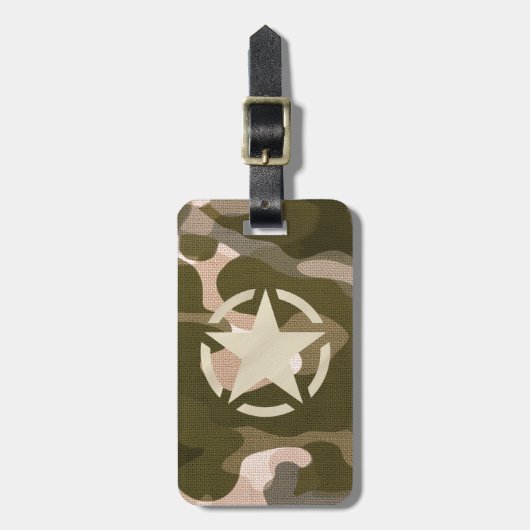 バーラップのカムフラージュのスタイルの星のラベル ラゲッジタグ (正面縦)