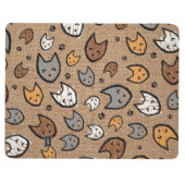 バーラップのカラフルな猫および足パターン ポケットジャーナル (外側)