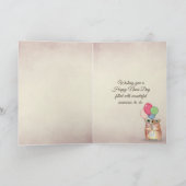 バーラップのカーネーションと名前の日のコーヒー カード (内部)