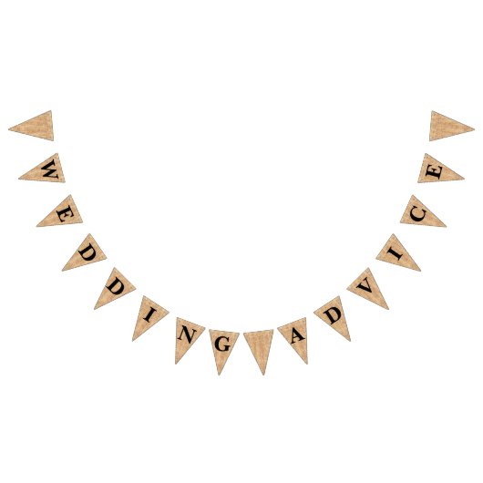 バーラップのジュートの旗布"結婚式アドバイス" バンティングフラッグ (全)