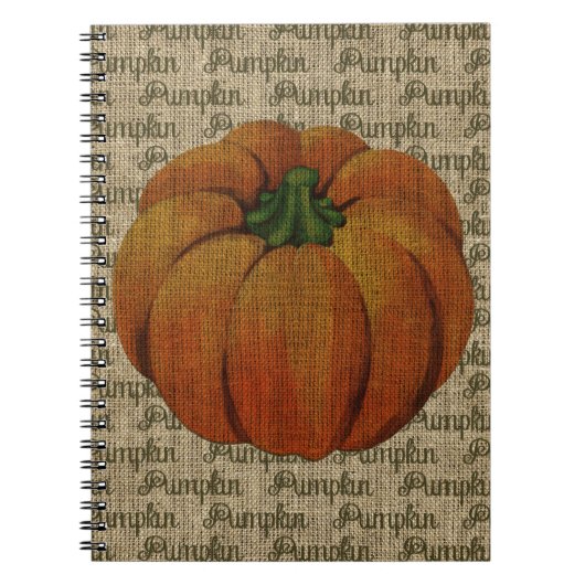 バーラップのノートのヴィンテージのカボチャ ノートブック (正面)