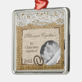 バーラップのパーソナライズな写真のオーナメントの馬の靴 メタルオーナメント (左)