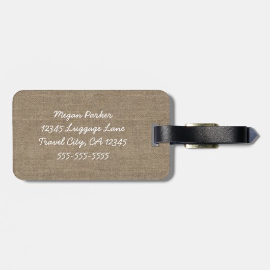 バーラップのパーソナライズな白い花のメーソンジャー ラゲッジタグ (裏面横)