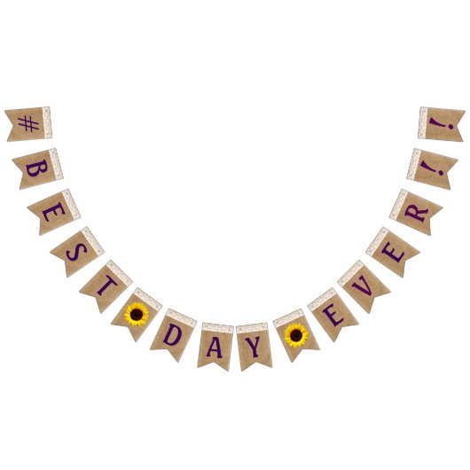 バーラップのヒマワリおよびレースの一見の#Best日 バンティングフラッグ (全)