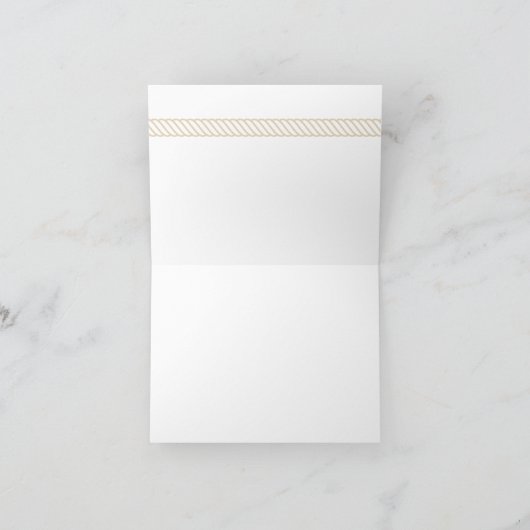 バーラップのビーチ結婚式はレースおよび貝との感謝していしています サンキューカード (内部)