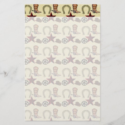 バーラップのプリントで西部野生の西のカウボーイの国 便箋 (正面)