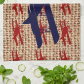 バーラップのプリントのヴィンテージの複葉機のプロペラの飛行機 キッチンタオル (折り畳み)