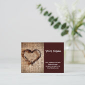 バーラップのプリントの素朴な国の麻ひものハート 名刺 (スタンド正面)
