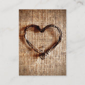 バーラップのプリントの素朴な国の麻ひものハート 名刺 (裏面)