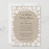 バーラップのベビーシャワーの招待状の冬のレース 招待状 (正面)