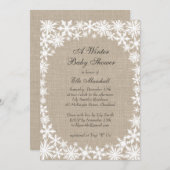 バーラップのベビーシャワーの招待状の冬のレース 招待状 (正面/裏面)