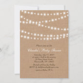 バーラップのベビーシャワーの招待状の星ライト 招待状 (正面)