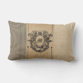 バーラップのモノグラムのヴィンテージのスタイル ランバークッション (裏面)