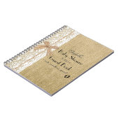 バーラップのレースおよびRaffiaのイメージの素朴な来客名簿 ノートブック (左側)