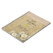 バーラップのレースによってはブライダルシャワーの来客名簿が開花します ノートブック (左側)