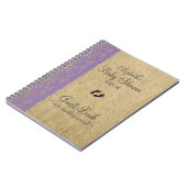 バーラップのレースのイメージのラベンダーのベビーシャワーの来客名簿 ノートブック (左側)